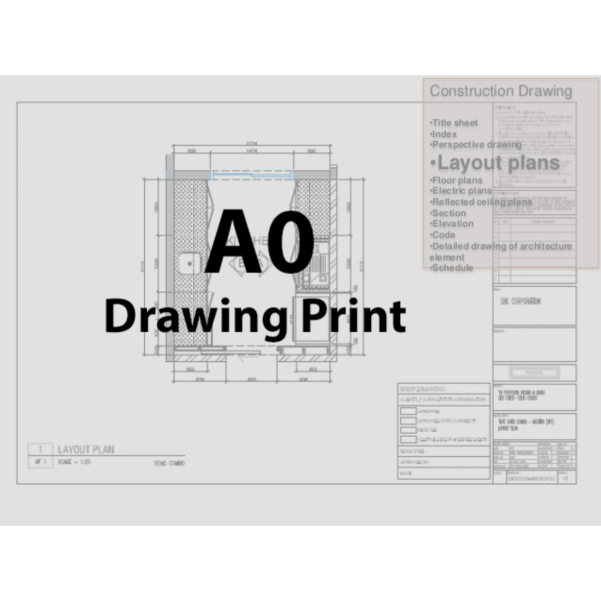 A0 Color Architectural Drawings Printing